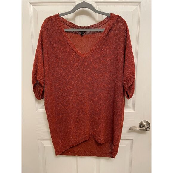 Eileen Fisher Women's M Rust Linen Blend V-Neck Dolman Tunic Top - Picture 1 of 3